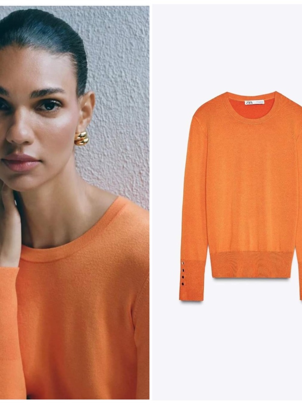 Zara basic plain knit sweater burnt orange